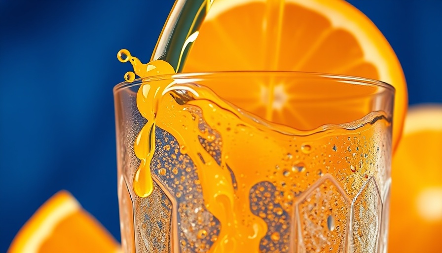 Close-up of orange juice pouring into glass