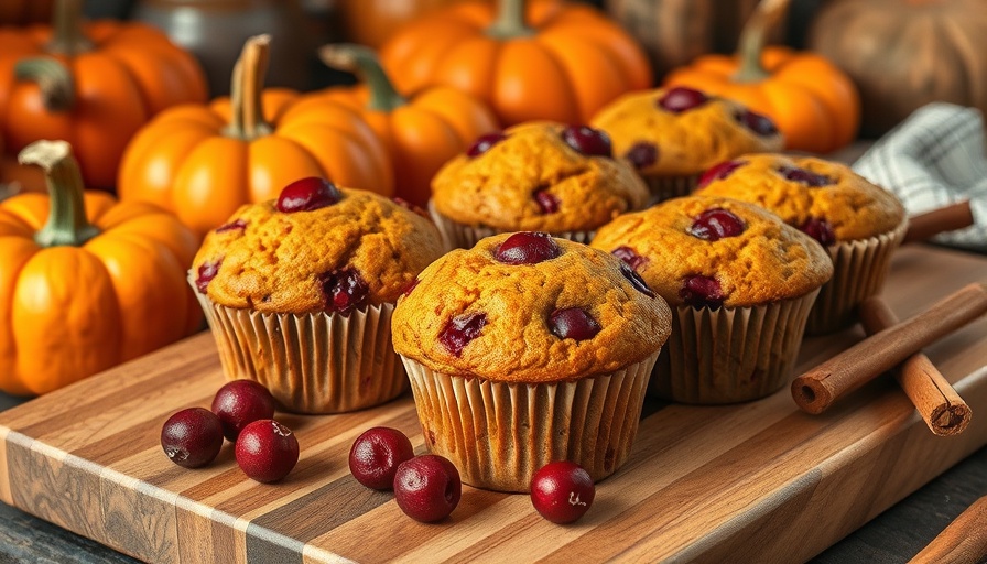 Cranberry pumpkin muffins recipe with rustic setting