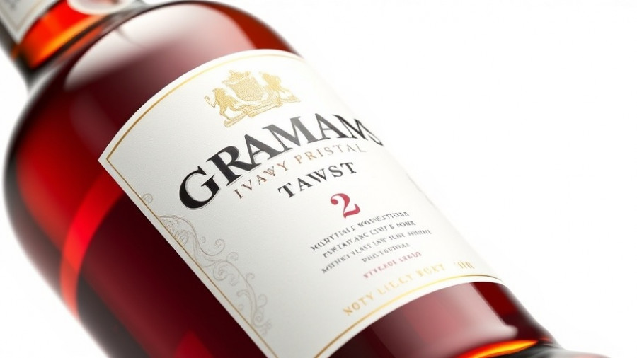 Elegant bottle of Graham's Tawny Port for holiday season display.