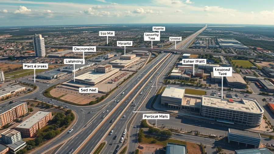 Aerial view of Waterview Town Center showcasing future developments.