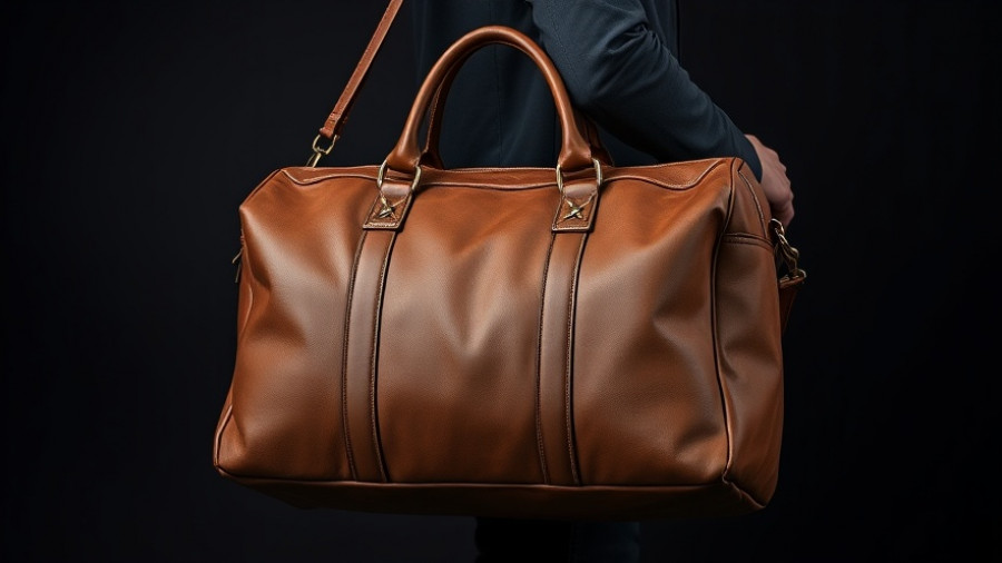 Stylish brown small travel bag with a leather accent being carried.