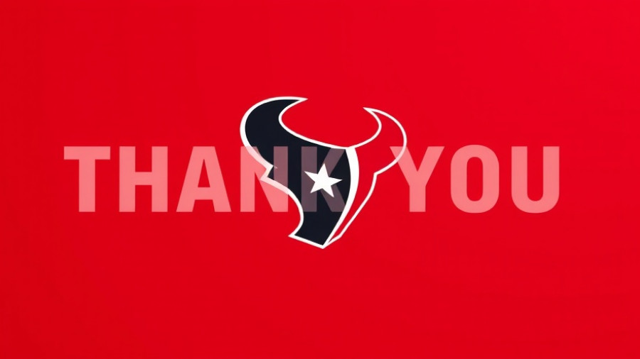 Houston Texans graphic saying thank you for watching, bold red and black design.