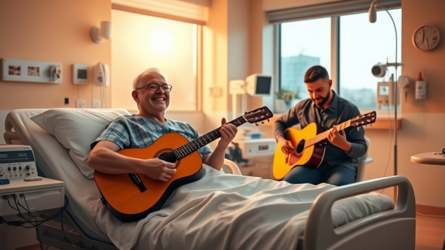 Patient enjoying music for pain relief in hospital setting, Music-Induced Analgesia.