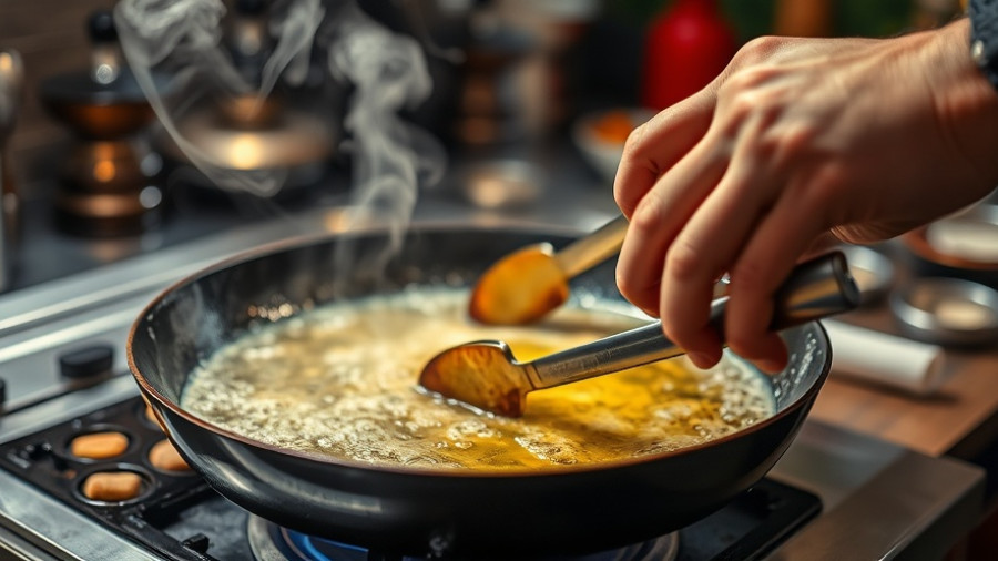 Hands using tongs over steaming frying pan, foods to avoid for diabetes.