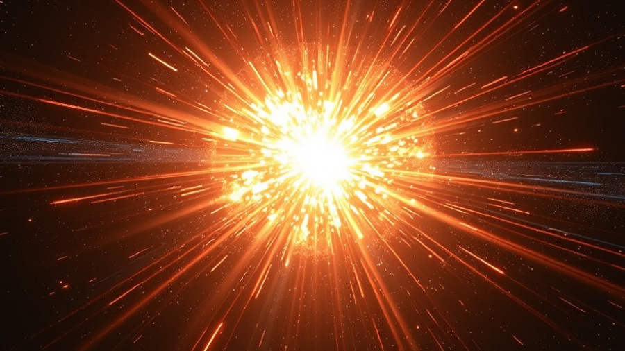 Futuristic cosmic explosion depicting gravitational waves universe origin.