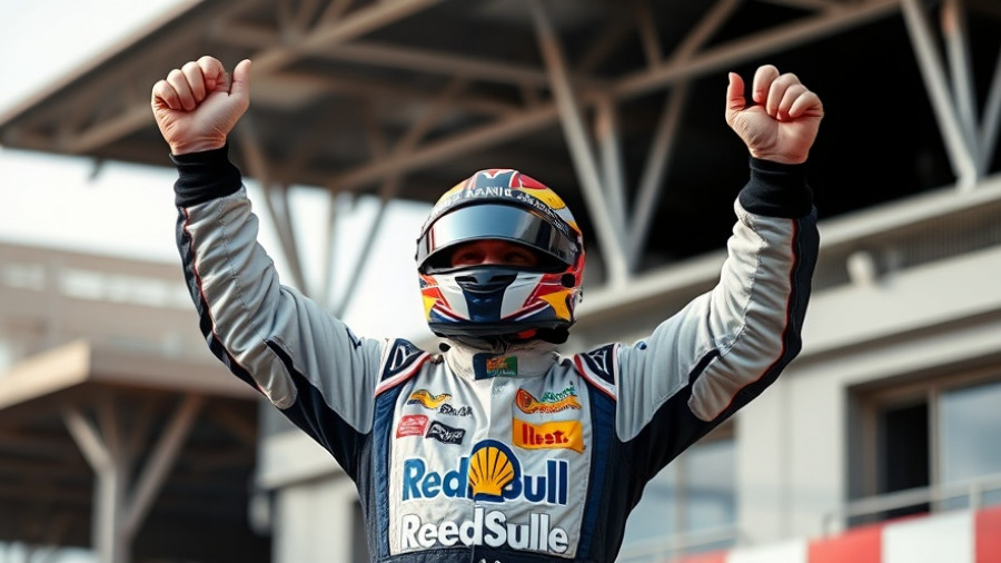 Formula 1 U.S. Grand Prix winner celebrating on podium.