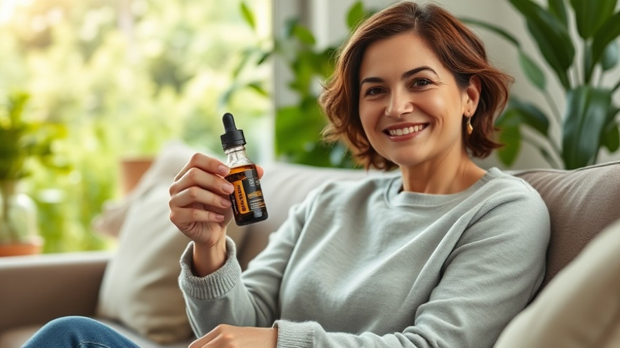 Woman using essential oils, natural ways to lower cortisol, on a comfy sofa.