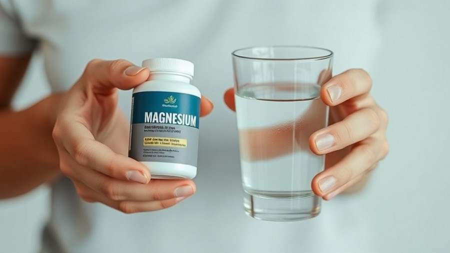 Close-up of taking magnesium supplement with water, healthy lifestyle.