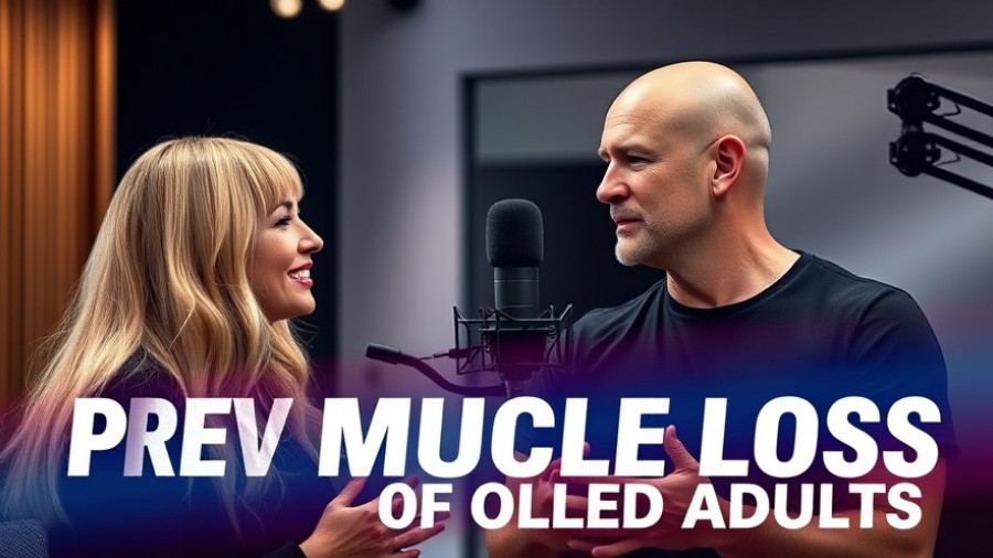 Podcast cover on muscle loss strategies for older adults featuring two speakers.