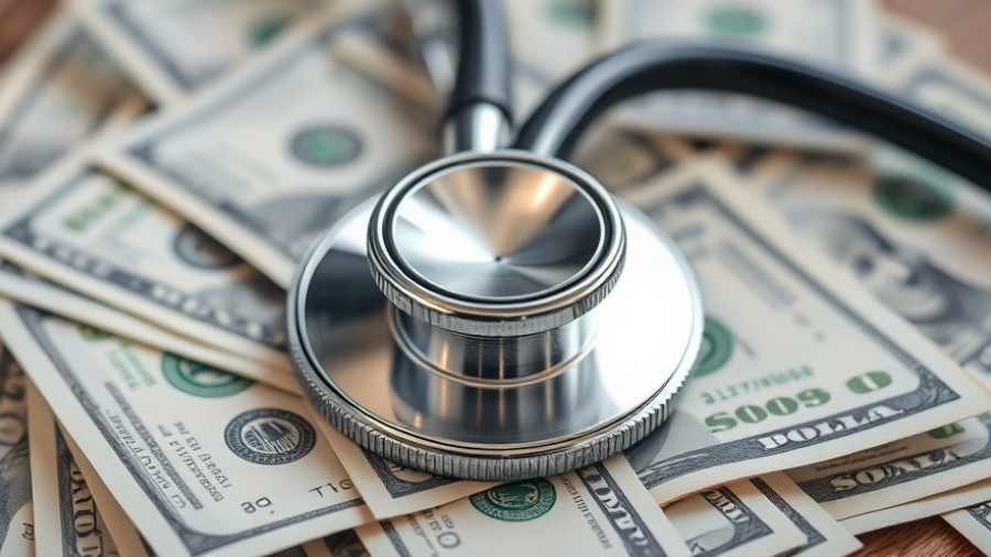 Stethoscope on dollar bills symbolizing healthcare costs and premiums.