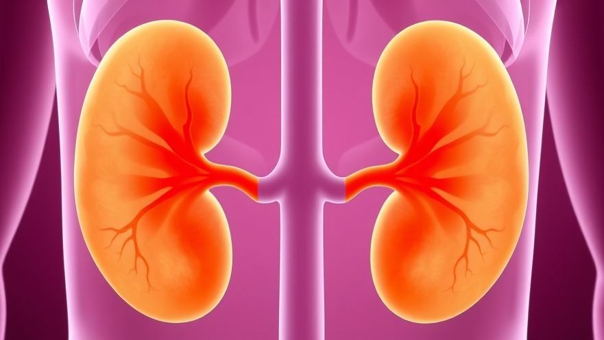 Illustration of 2 kidneys highlighting food for kidney health and wellness.