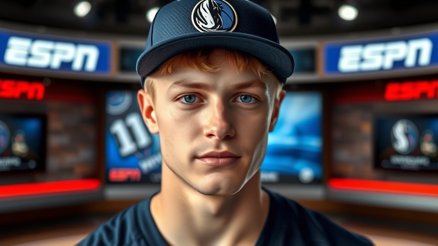 Young man in Mavericks cap, representing Dallas Mavericks roster amidst ESPN graphics.