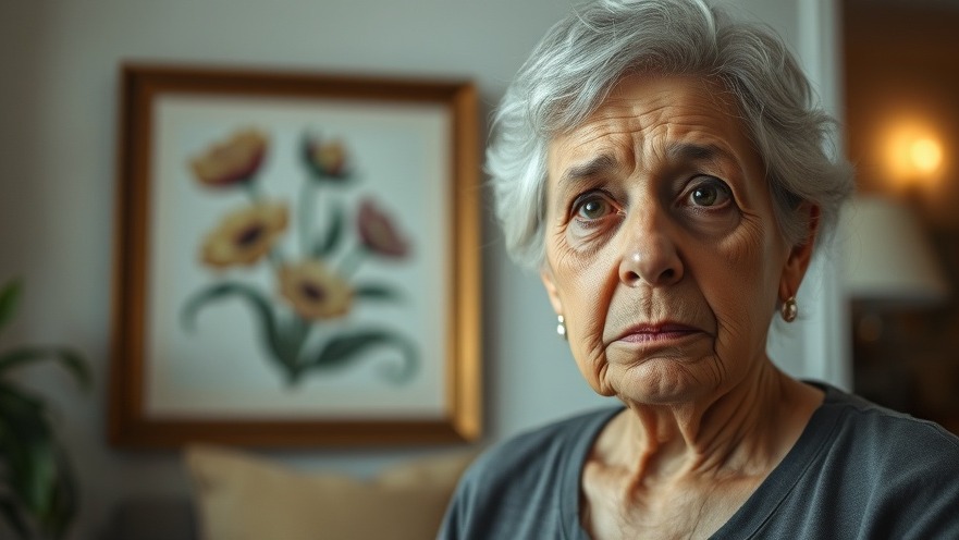 Older Hispanic woman showing confusion indoors, highlighting San Antonio's community response to silver alerts.