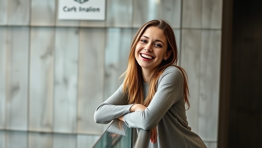 Cheerful woman in modern setting showcasing natural health tips and holistic wellness.