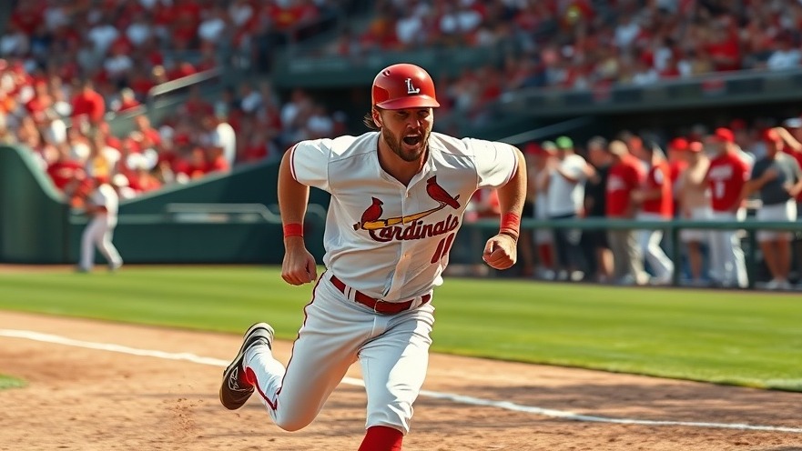 Angry Cardinals player sprints, showcasing MLB discipline and determination amid cheering fans.