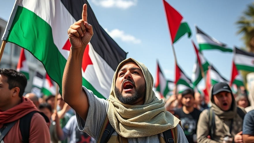 Palestinian protestor advocating for civil rights and free speech in U.S. activism.