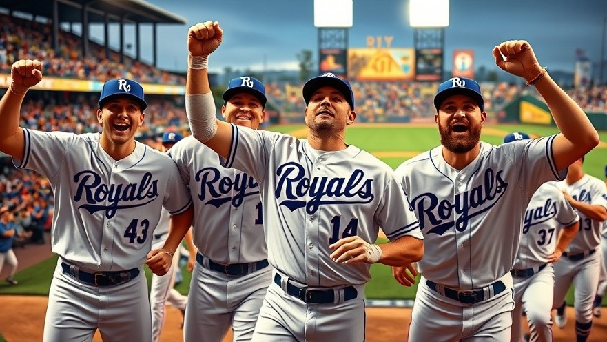 Kansas City Royals players celebrate in dynamic poses during MLB game highlights.