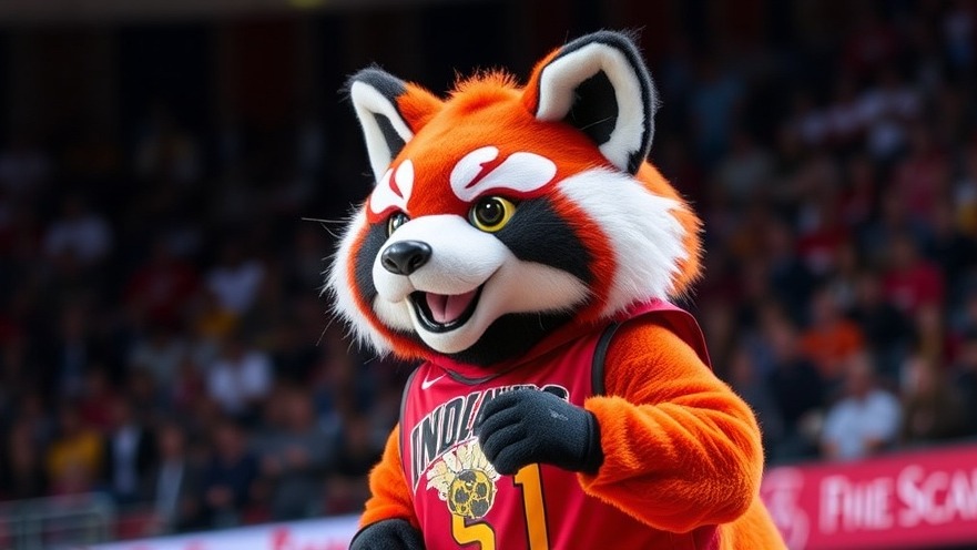 Red Panda mascot of Indiana Fever showcasing Caitlin Clark support and sportsmanship in basketball.