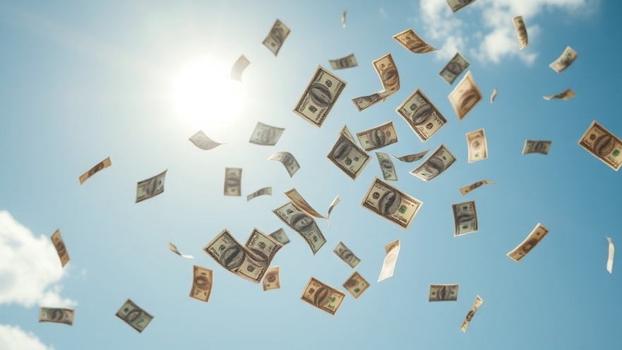 Money falling from a sunny sky symbolizes funding in Texas elections 2025.