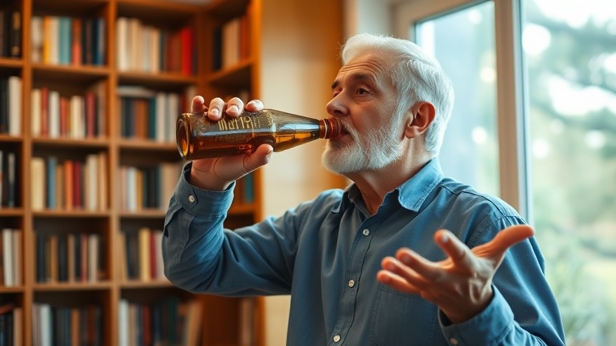 Senior man enjoying healthy aging nutrition in cozy indoor setting.