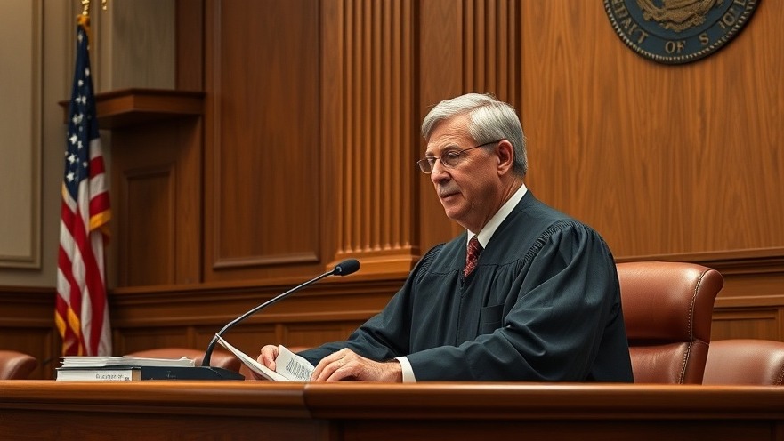 Red background symbolizing Texas court's decision.