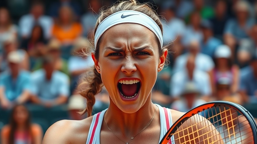 Dynamic close-up of female tennis player at U.S. Open, showcasing women's empowerment in sports.