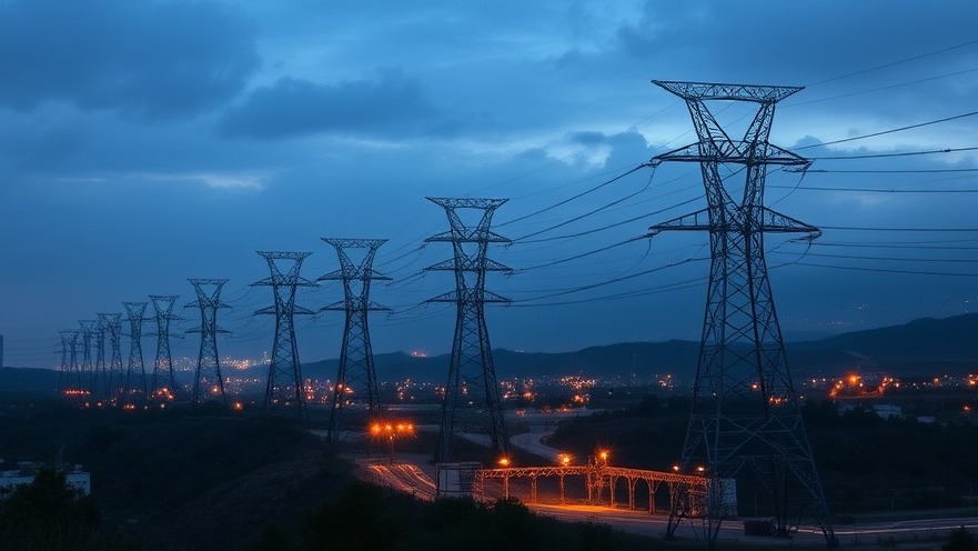 Power grid infrastructure highlighting Texas energy policies and environmental issues.