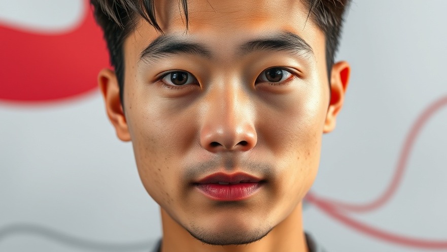 Photorealistic headshot of a young Asian man, representing public safety in Texas.