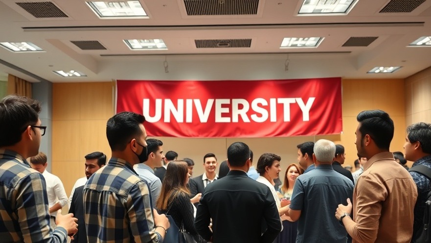 Vibrant Aix-Marseille University banner in a lively conference room, showcasing academic freedom.