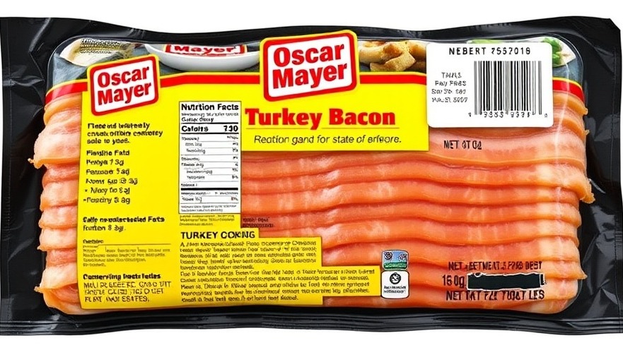 Oscar Mayer turkey bacon package highlighting food safety news on listeria contamination.