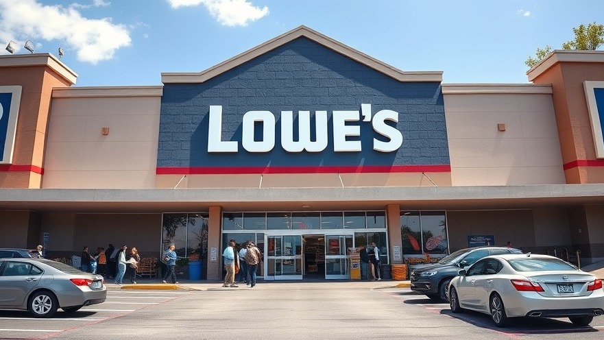 Vibrant Lowe's entrance in Dallas, showcasing retail businesses and bustling customers.