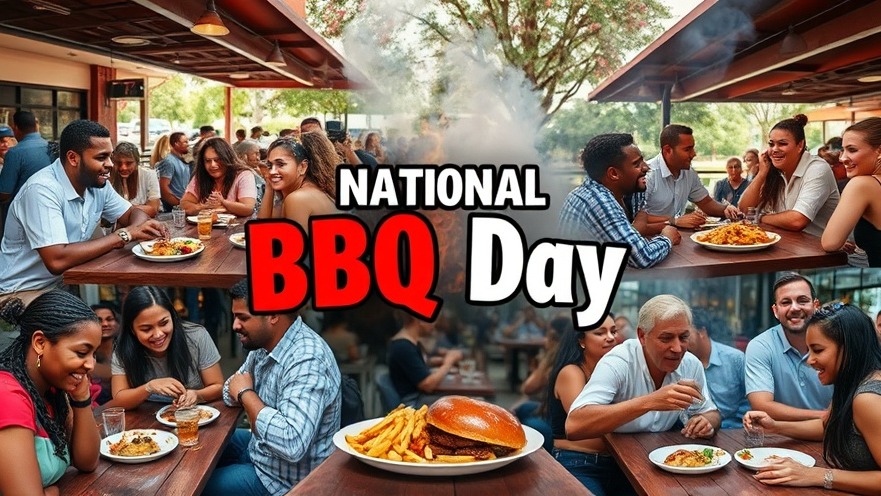 Vibrant collage of diverse groups enjoying barbecue specials in Houston
