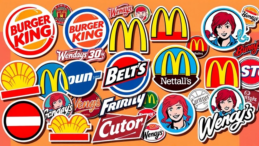 Colorful collage of fast food logos for National French Fry Day in San Antonio.