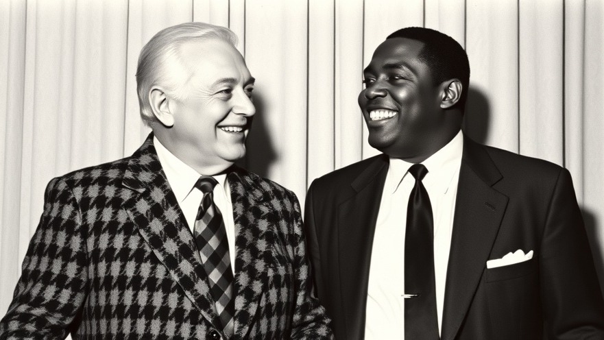 Ed Sullivan and a black male entertainer, showcasing civil rights legacy in entertainment.