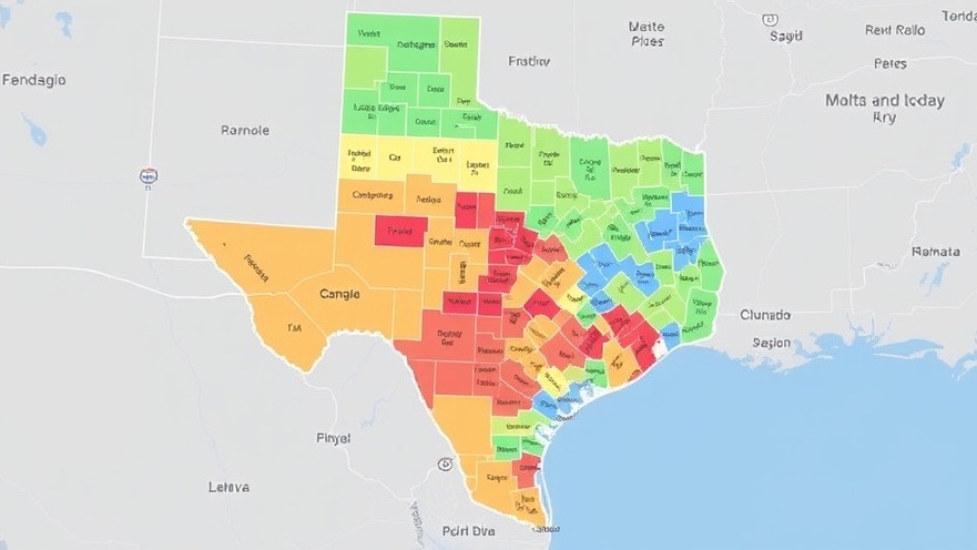 Detailed redistricting map of Texas highlighting Texas elections 2025.