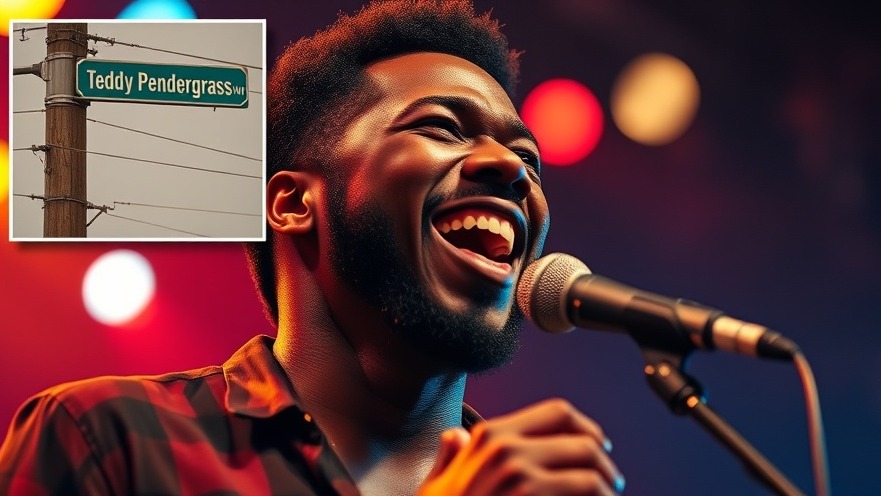 Lively portrait of an R&B singer on Teddy Pendergrass Way, celebrating Philadelphia's music scene.