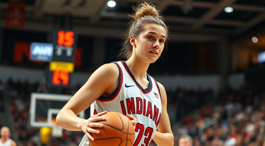 Caitlin Clark basketball player in dynamic pose, showcasing women's sports recognition.