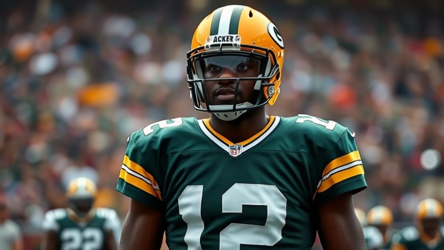 Focused Green Bay Packers player in uniform, showcasing NFL news highlights.