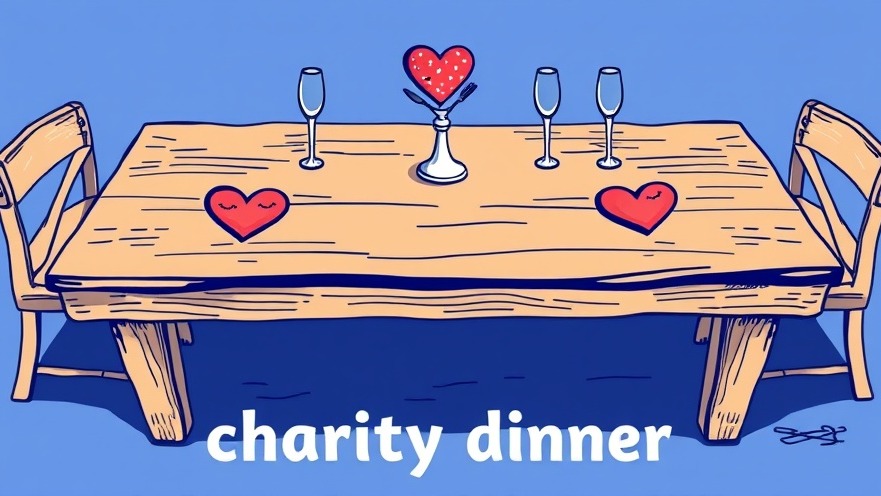 Charity dinner flyer promoting Dallas charity events to support flood victims.