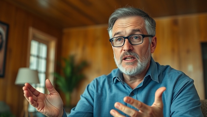 Middle-aged man discussing vitamin D deficiency symptoms on a video call in a cozy wellness center.