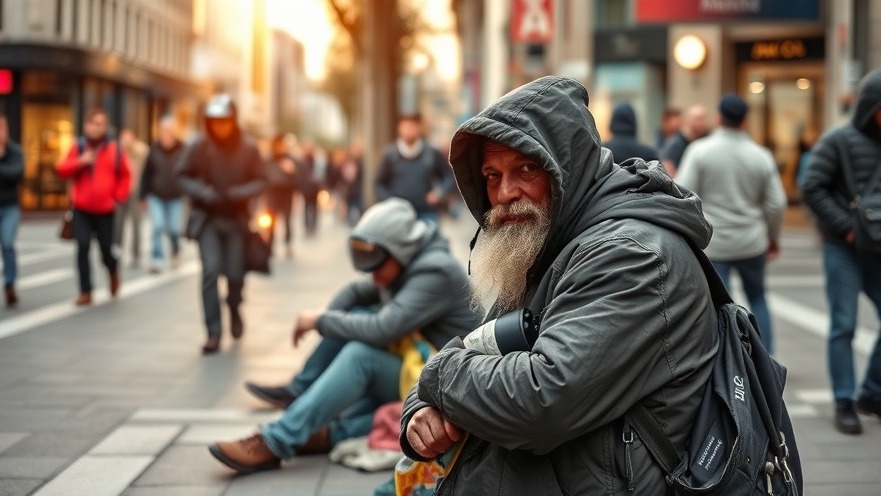 Homeless individuals on a busy street highlighting the need for mental health support.