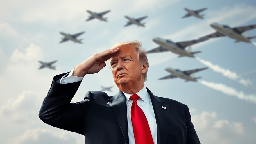 Trump saluting warplanes, highlighting U.S. military news and national security updates.