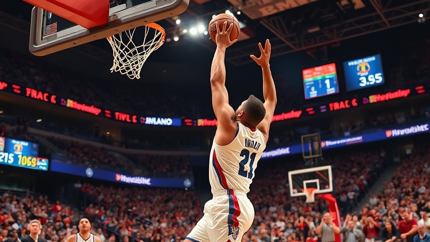 Exciting moment in basketball with dynamic action and vibrant colors, perfect for fans.