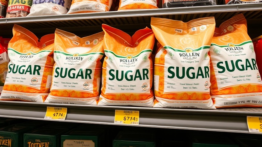 Bags of sugar on a grocery shelf for stress relief techniques for seniors.
