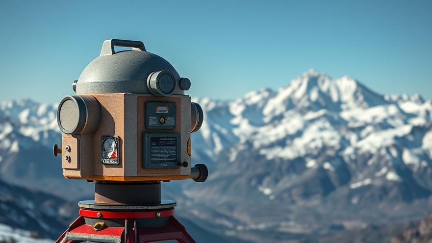 Seismometer monitoring seismic activity in Tibet near snow-capped mountains.