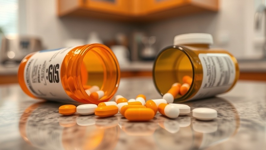 Prescription pills on a kitchen counter related to Texas reproductive rights.