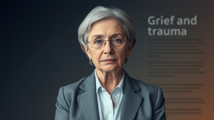Senior woman in a gray suit, representing mental health techniques for grief and trauma.