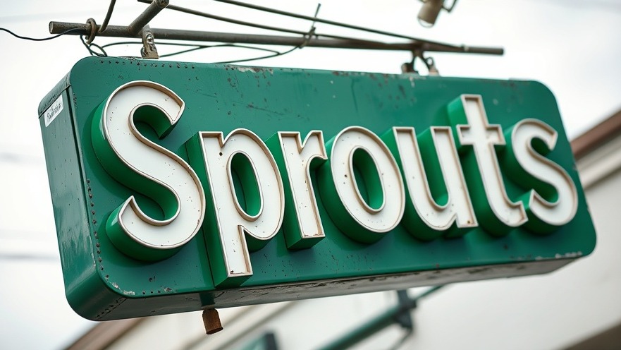 Close-up of weathered Sprouts sign, highlighting local economy Boerne and San Antonio business opportunities.