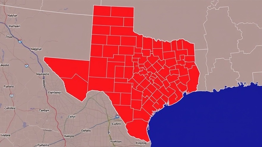 Map of Texas showing all counties in red, highlighting Texas politics news.