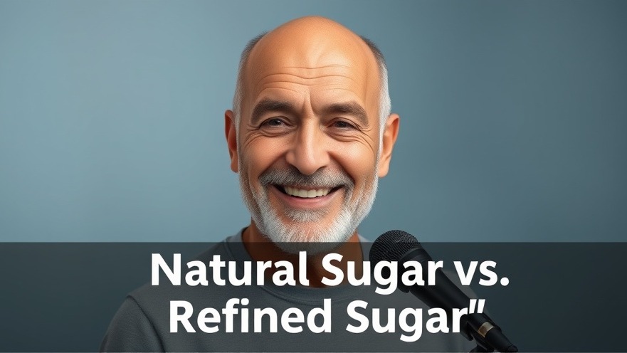 Serious older man discussing natural health tips on sugar differences in a clean studio.